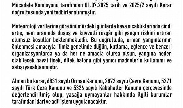 Elazığ'da havai fişek ve dilek balonu satımı ve kullanımı yasaklandı
