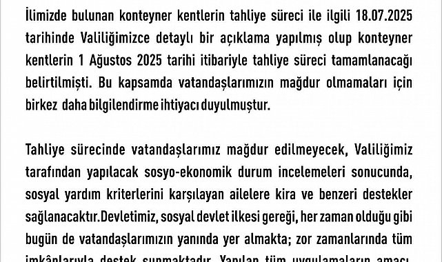 Elazığ'da konteyner kentler yarın tahliye ediliyor