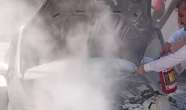 Elazığ'da park halindeki otomobil alev topuna döndü