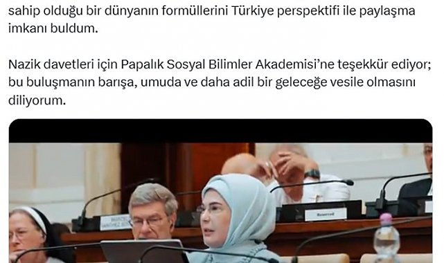 Emine Erdoğan'dan "Kardeşlik Temelli Ekonomi: Etik Çok Taraflılık" konferansına ilişkin paylaşım