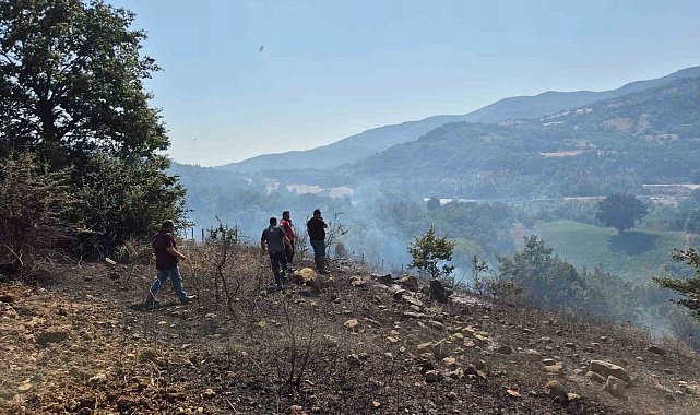 Gönen'de arazi ve anız yangını söndürüldü