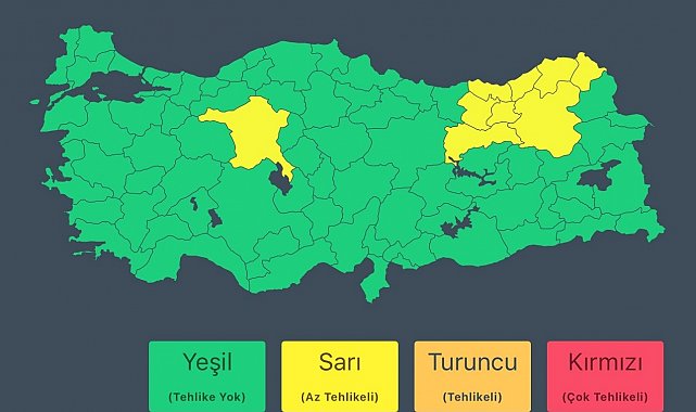 İçişleri Bakanlığı'ndan 9 il için sarı kodlu uyarı