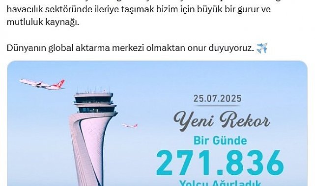 İGA İstanbul Havalimanı'nda yolcu rekoru kırıldı
