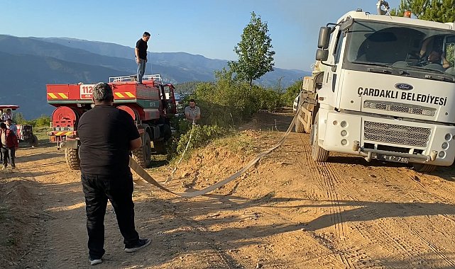İki ilin sınırında çıkan orman yangınına ekiplerin müdahalesi sürüyor