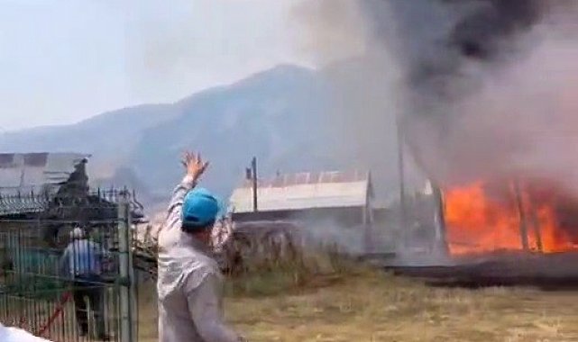 İspir'de ormanlık alandaki evde yangın