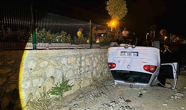 Kanala düşen otomobilin sürücüsü yaralandı