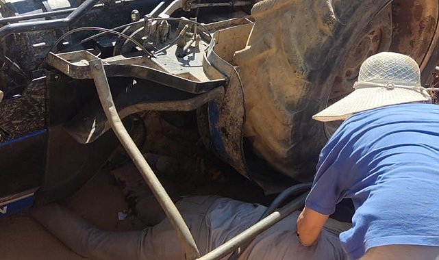 Kandıra'da ters dönen traktörde sürücü yaralandı