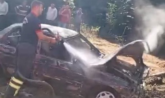Kastamonu'da otomobilde çıkan yangın ormana sıçradı