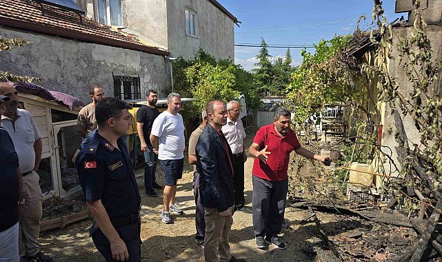 Kaymakam Dinçer, yangında zarar gören alanı yerinde inceledi