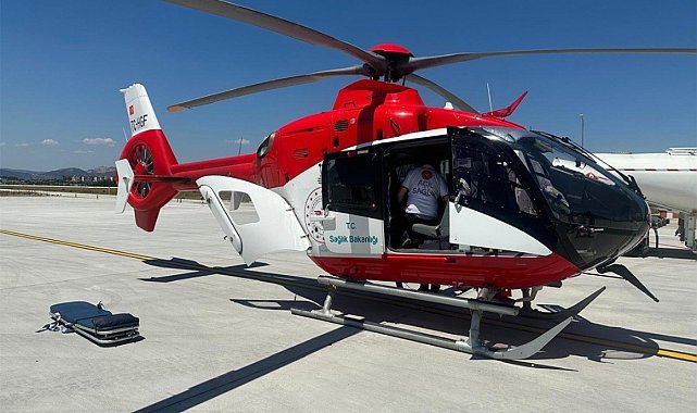 Kazada yaralanan vatandaş, ambulans helikopterle Ankara'ya nakledildi