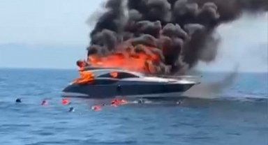 Kınalıada açıklarında tekne yangınında denize atlayanların görüntüsü ortaya çıktı