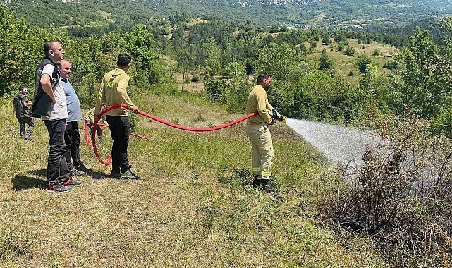 Kopan yüksek gerilim hattı teli yangına sebep oldu