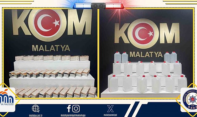 Malatya'da kaçak makaron ve etil alkol ele geçirildi