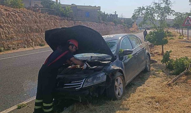 Mardin'de otomobil refüje çarptı: 2 yaralı