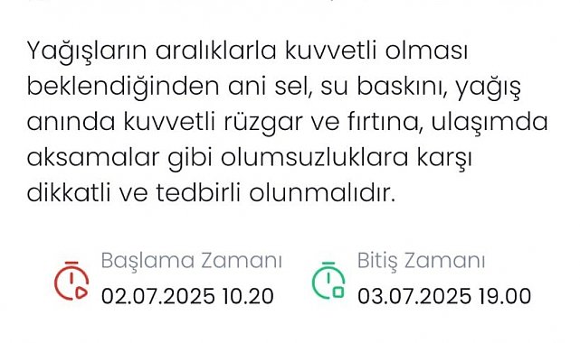 Meteorolojiden Ordu için 'sarı kodlu' uyarı