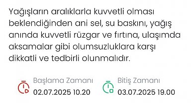 Meteorolojiden Ordu için 'sarı kodlu' uyarı