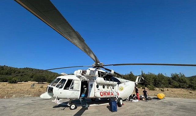 Orhaneli'de yangın helikopteri göreve başladı