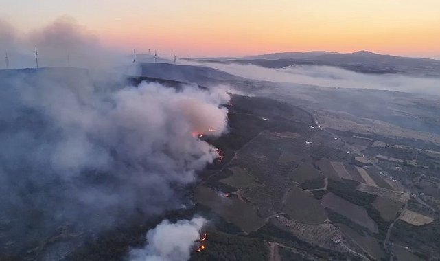 Şarköy'deki orman yangını günün aydınlanmasıyla havadan görüntülendi