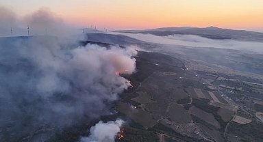 Şarköy'deki orman yangını günün aydınlanmasıyla havadan görüntülendi