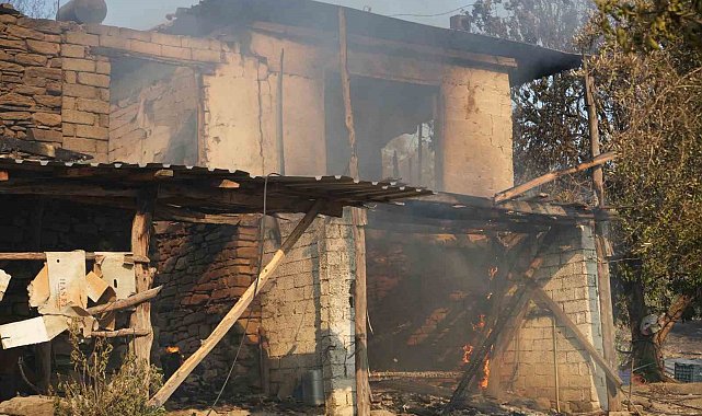 Serik'teki orman yangınında evler ve ahırlar yandı