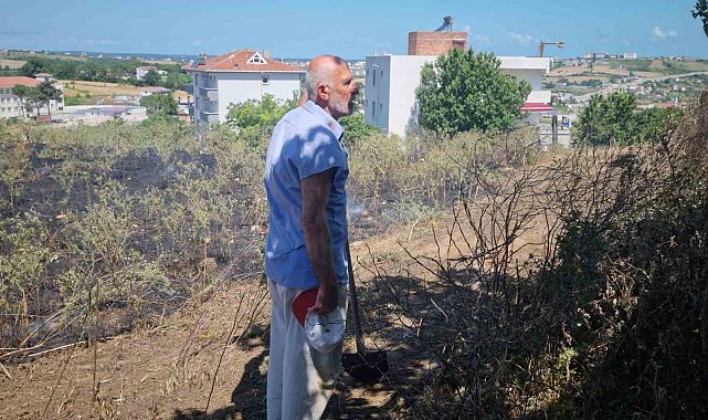 Sinop'ta çöp yangını otlara sıçradı
