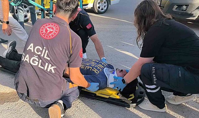 Taksi ile çarpışan motosiklet sürücüsü yaralandı
