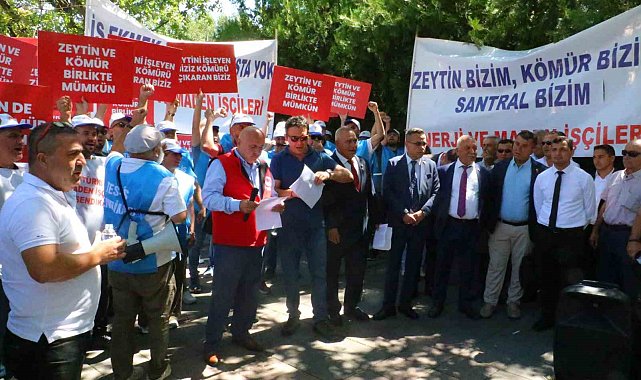 TES-İŞ ve Muğla Milaslı muhtarlardan maden yasasındaki düzenlemelerle ilgili TBMM önünde destek