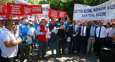 TES-İŞ ve Muğla Milaslı muhtarlardan maden yasasındaki düzenlemelerle ilgili TBMM önünde destek