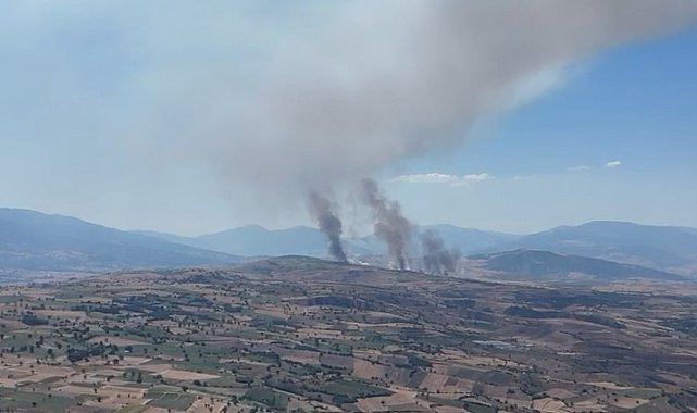Tokat'ta ekili arazide çıkan yangına müdahale ediliyor