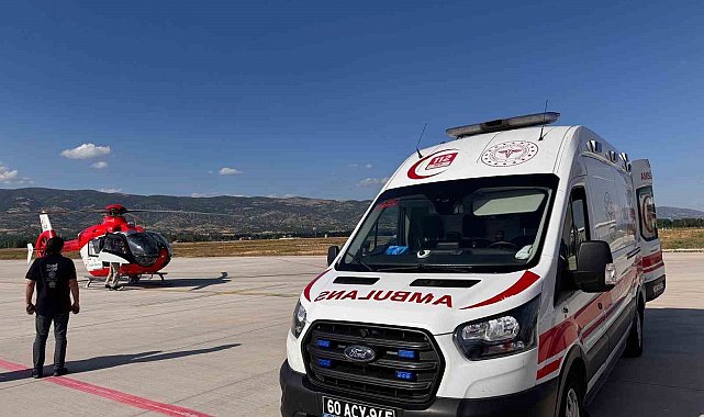 Tokat'ta parmakları kopan çocuk, helikopterle Ankara'ya sevk edildi