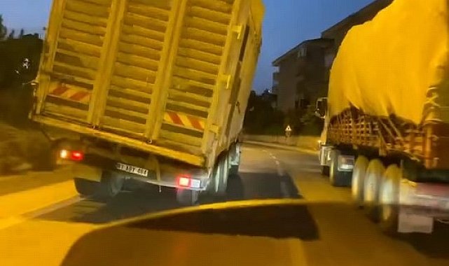 Trafikte tehlike saçan kamyon