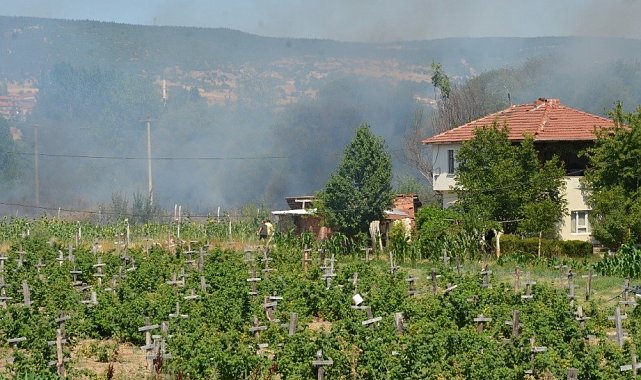 Tunçbilek yolu yakınında çıkan yangın kısa sürede kontrol altına alındı