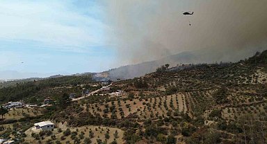 Yangında 25'inci saat geride kalırken havadan ve karadan müdahale dronla görüntülendi
