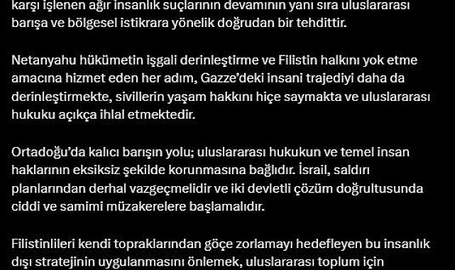 AK Parti Genel Başkan Vekili Ala: "İsrail'in eylemlerini durduracak adımlar atmaya davet ediyoruz"