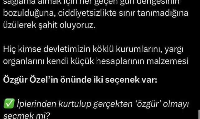 Bakan Tunç: "Özgür Özel'in önünde iki seçenek var"