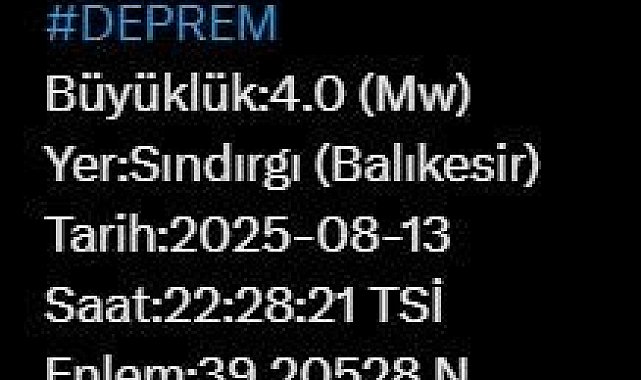 Balıkesir'de 4 büyüklüğünde deprem
