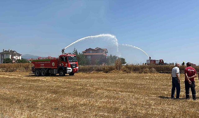 Bolu'da otluk alandaki yangın evlere sıçramadan söndürüldü