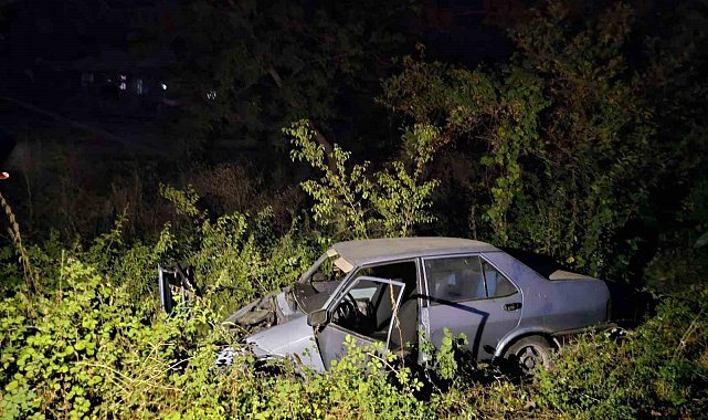 Bursa'da kontrolden çıkan otomobil şarampole uçtu: 2 yaralı