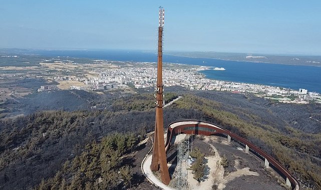Çanakkale'de yaşanan orman yangınında yanan yerler dron ile görüntülendi