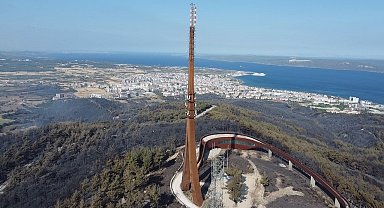 Çanakkale'de yaşanan orman yangınında yanan yerler dron ile görüntülendi
