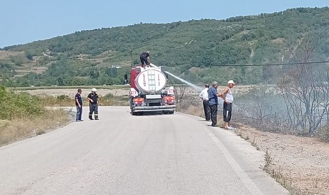 Çaycuma'da çalılık alanda yangın çıktı