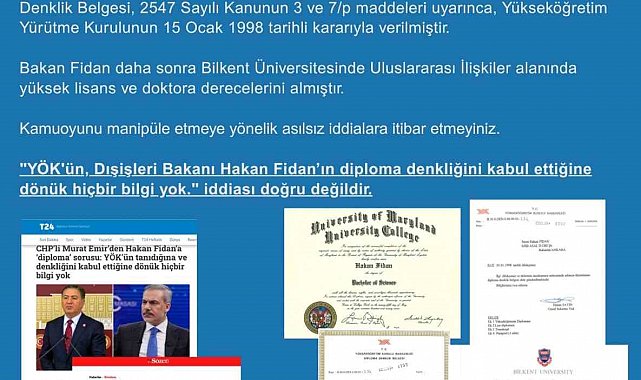 Dezenformasyonla Mücadele Merkezi: "Dışişleri Bakanı Fidan, Yönetim ve Siyaset Bilimi alanında lisans eğitimini tamamlamıştır"