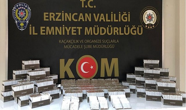 Erzincan'da 990 paket içi tütün doldurulmuş makaron ele geçirildi