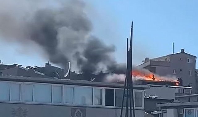 Esenler'de 5 katlı binada korkutan çatı yangını