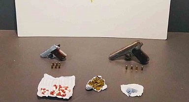 Hapis cezasıyla aranan hükümlü uyuşturucu ve silahla yakalandı