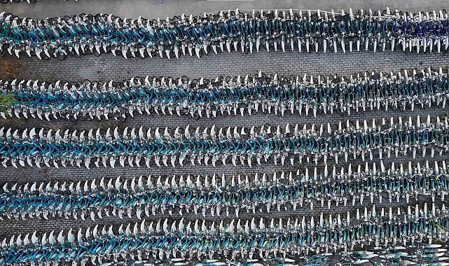 İBB'nin bisiklet mezarlığı havadan görüntülendi