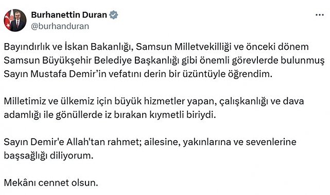 İletişim Başkanı Duran'dan Mustafa Demir için taziye mesajı