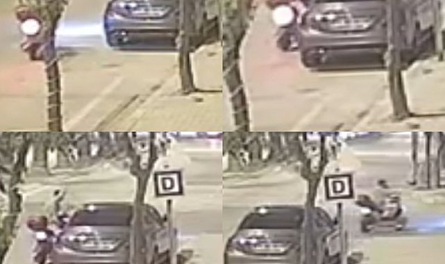 O anlar kamerada: Park halindeki araca saldırdı polisi görünce kaçtı