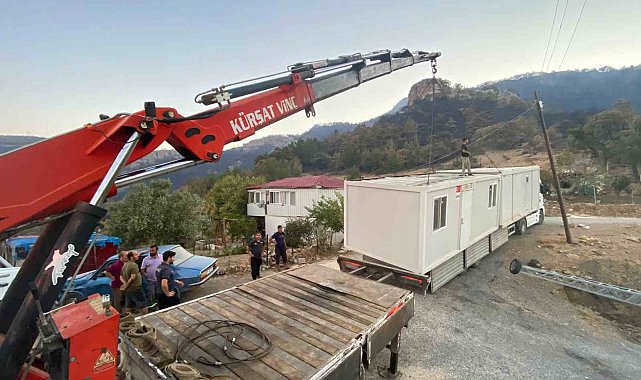 Orman yangınında evleri yananlar için konteynerler yerleştirilmeye başlandı