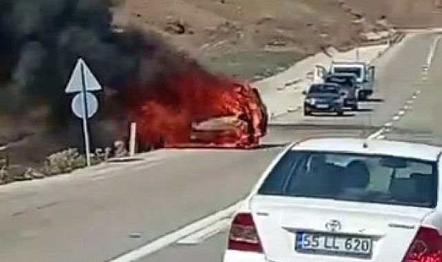 Park halindeki araç alev topuna döndü